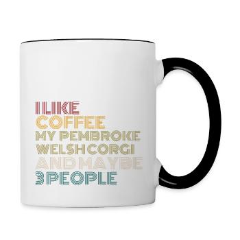 Kaffeeliebhaber Pembroke Welsh Corgi Hundebesitzer Lustig - Tasse zweifarbig - Weiß/Schwarz - Rechts