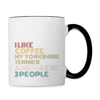 Kaffeeliebhaber Yorkshire Terrier Hundebesitzer Lustig Qu - Tasse zweifarbig - Weiß/Schwarz - Rechts