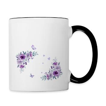The Purple Floral Bride - Contrasting Mug - white/black - Right