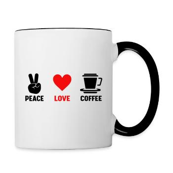 Frieden Liebe Kaffee - Tasse zweifarbig - Weiß/Schwarz - Rechts
