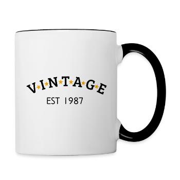 Jahrgang ist 1987 - Tasse zweifarbig - Weiß/Schwarz - Rechts