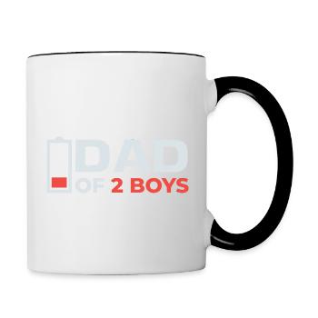 Papa de 2 fils Fête des pères Père Fils Partenaire Look - Mug contrasté - blanc/noir - Droite