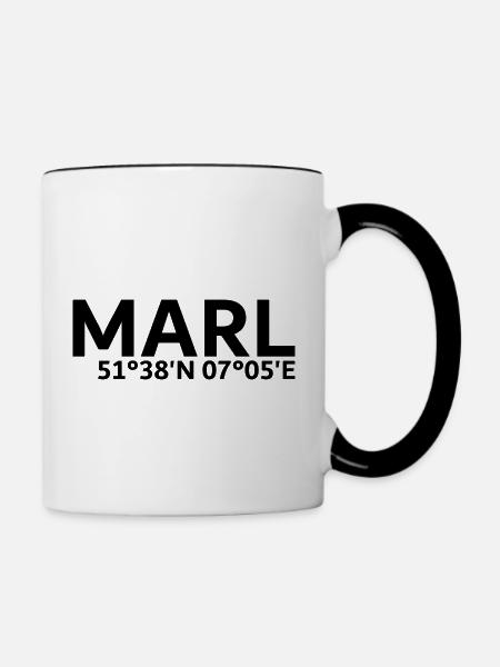 Marl Koordinaten - Tasse zweifarbig - Weiß/Schwarz