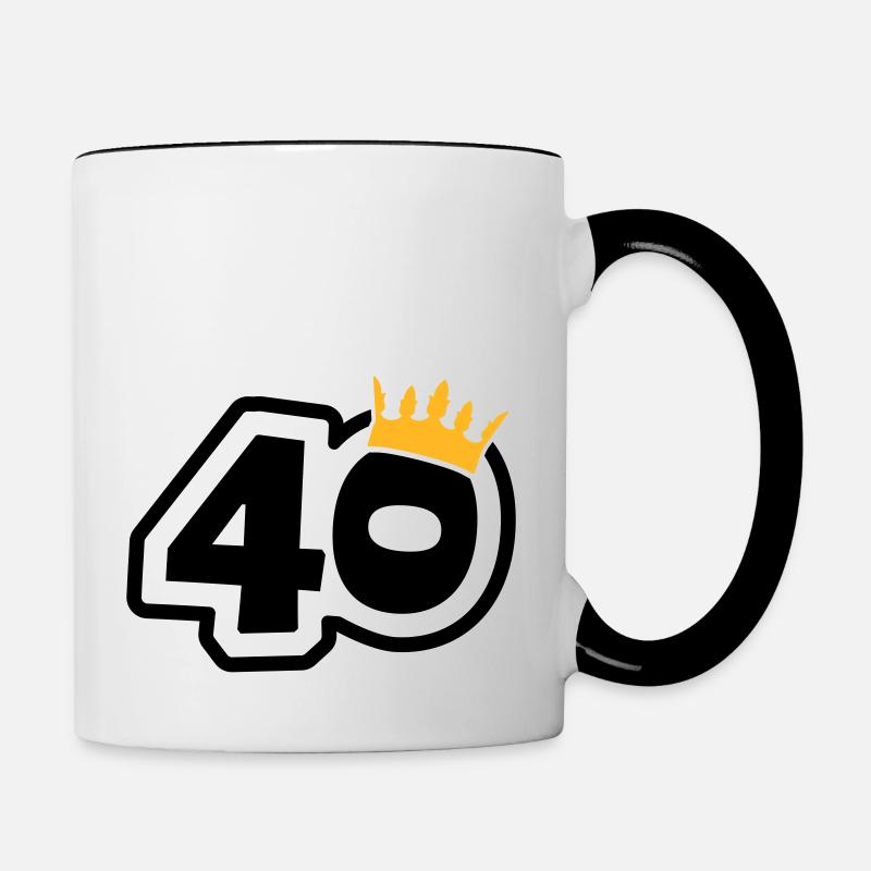 40 with crown - Contrasting Mug - white/black