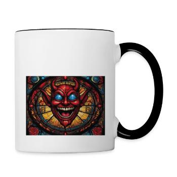 Diable à tête rouge - Mug contrasté - blanc/noir - Droite