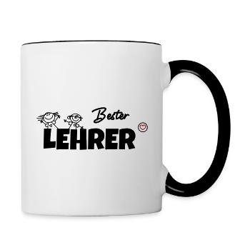Bester Lehrer - Tasse zweifarbig - Weiß/Schwarz - Rechts