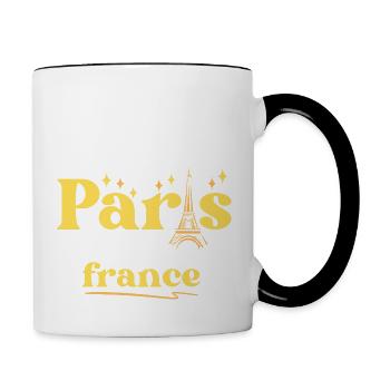 Paris France Retro Vintage - Mug contrasté - blanc/noir - Droite