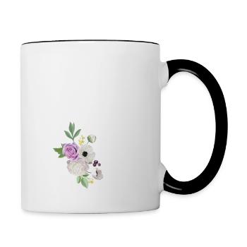 Lettre m floral violet - Mug contrasté - blanc/noir - Droite