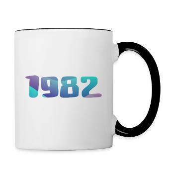 1982 Geburtstagsgeschenk Vintage 1982 Retro 1982 - Tasse zweifarbig - Weiß/Schwarz - Rechts