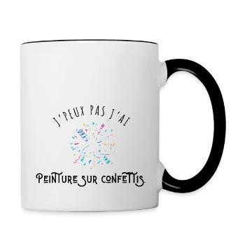I Can't I Paint on Confetti - Humor - Contrasting Mug - white/black - Right