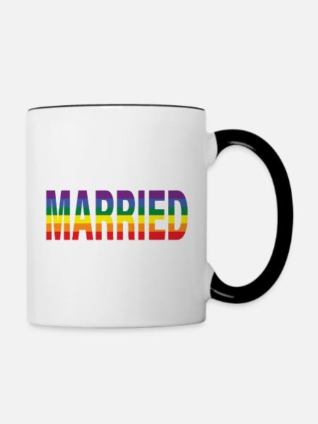 Verheiratet im Regenbogen - Tasse zweifarbig - Weiß/Schwarz