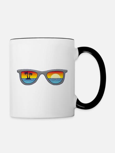 Sonnenbrille und Paradies - Tasse zweifarbig - Weiß/Schwarz