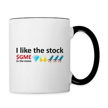 I like the stock, to the moon, stock market meme - Contrasting Mug - white/black - Right