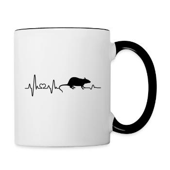 Ratte Herzschlag Ratten Nagetier Pulsschlag Liebe - Tasse zweifarbig - Weiß/Schwarz - Rechts