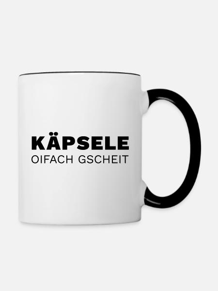 Käpsele oifach gscheit - Tasse zweifarbig - Weiß/Schwarz