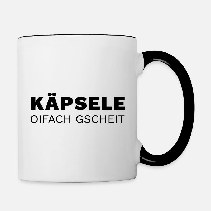 Käpsele oifach gscheit - Tasse zweifarbig - Weiß/Schwarz