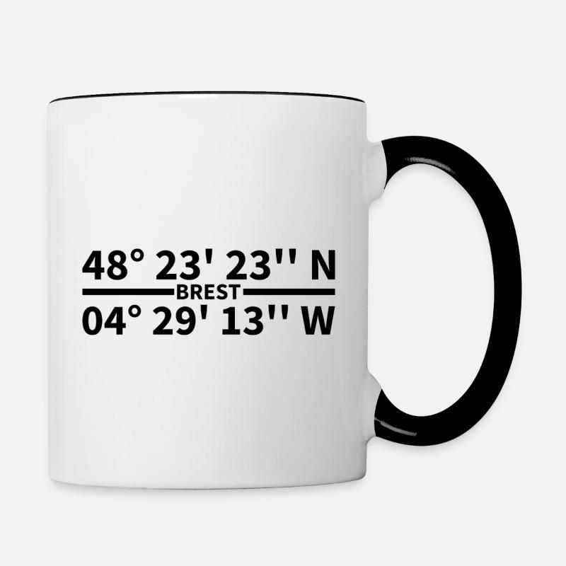 Coordonnées de Brest - Mug contrasté - blanc/noir