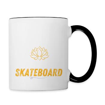 skateboard je peux pas j'ai skateboard - Mug contrasté - blanc/noir - Droite