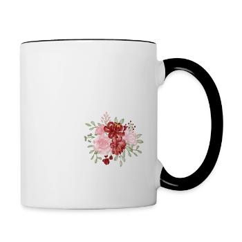Roter Blumenbuchstabe M - Tasse zweifarbig - Weiß/Schwarz - Rechts