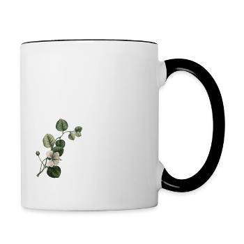 Nummer 28 Blumengrün -28. Geburtstag Blumen - Tasse zweifarbig - Weiß/Schwarz - Rechts