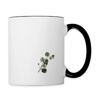 Numéro 32 floral vert - 32e anniversaire floral - Mug contrasté - blanc/noir - Droite