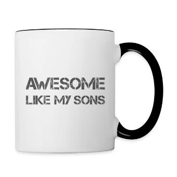 AWESOME LIKE MY SONS Geschenk für Vater Mutter - Tasse zweifarbig - Weiß/Schwarz - Rechts