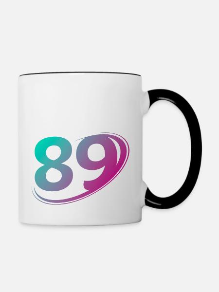 Nummer 89 mehrfarbig - Tasse zweifarbig - Weiß/Schwarz