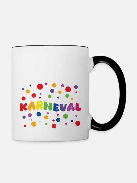 Karneval FASCHING Kostüm Fastnacht - Tasse zweifarbig - Weiß/Schwarz