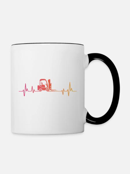 Sonnenuntergangs-Herzschlag-Gabelstapler - Tasse zweifarbig - Weiß/Schwarz