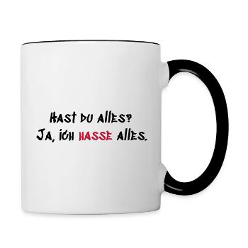 Hast du Alles - Tasse zweifarbig - Weiß/Schwarz - Rechts