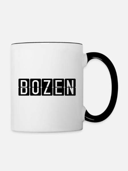 Bozen Flughafentafel - Tasse zweifarbig - Weiß/Schwarz