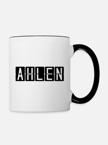 Ahlen Flughafentafel - Tasse zweifarbig - Weiß/Schwarz