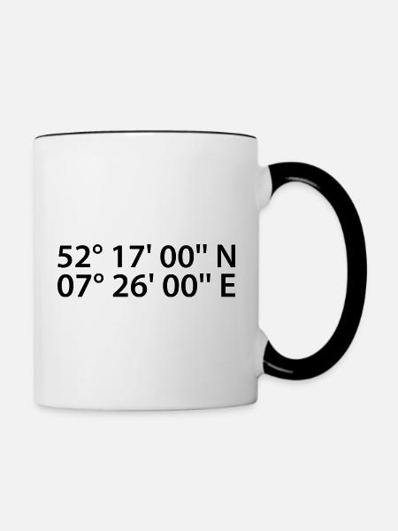 Rheine Koordinaten - Tasse zweifarbig - Weiß/Schwarz