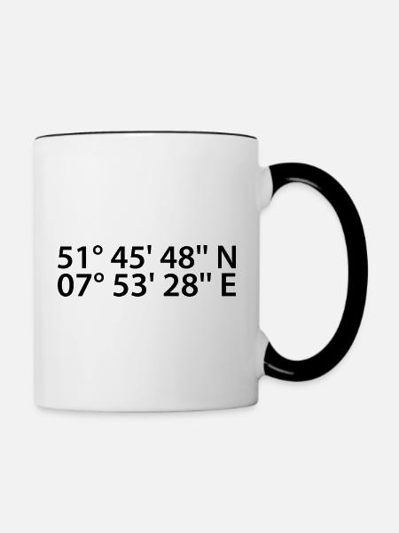 Ahlen Koordinaten - Tasse zweifarbig - Weiß/Schwarz
