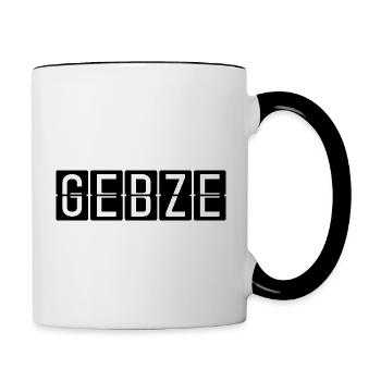 Gebze Flughafentafel - Tasse zweifarbig - Weiß/Schwarz - Rechts