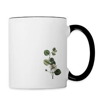 Number 14 Floral Green -14th Birthday Floral - Contrasting Mug - white/black - Right