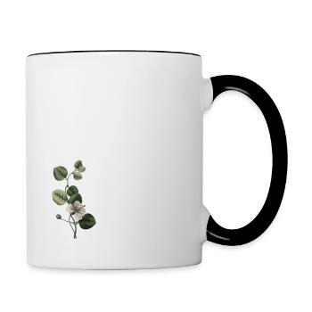 Number 17 Floral Green -17th Floral Birthday - Contrasting Mug - white/black - Right