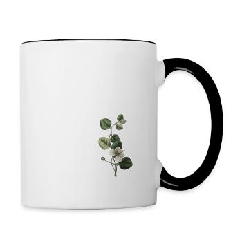 Nummer 37 Blumengrün - 37. Blumengeburtstag - Tasse zweifarbig - Weiß/Schwarz - Rechts