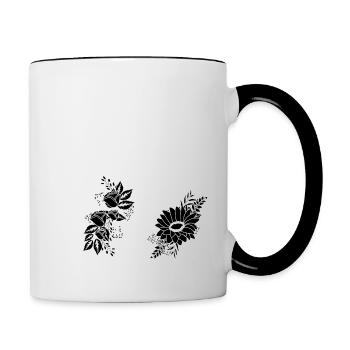 Number 47 Black Floral - 47th Floral Birthday - Contrasting Mug - white/black - Right