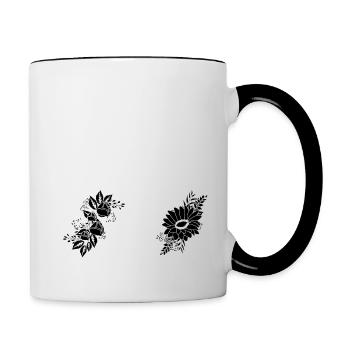 Number 75 Black Floral - 75th Floral Anniversary - Contrasting Mug - white/black - Right
