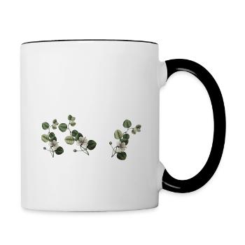 Numéro 102 floral vert - 102e anniversaire floral - Mug contrasté - blanc/noir - Droite