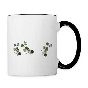 Numéro 103 floral vert - 103e anniversaire floral - Mug contrasté - blanc/noir - Droite