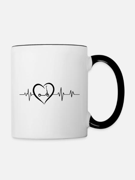 Herzschlag Roller - Tasse zweifarbig - Weiß/Schwarz