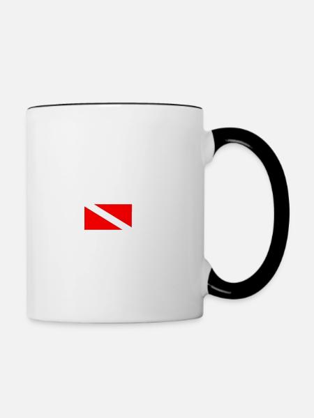 Dive Diver Down Flag Scuba Diving Taucher Tauchen - Tasse zweifarbig - Weiß/Schwarz