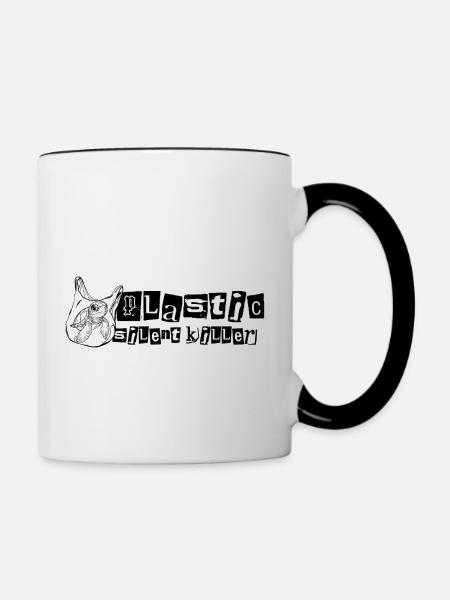 Plastik // Stiller Killer // Illustration - Tasse zweifarbig - Weiß/Schwarz