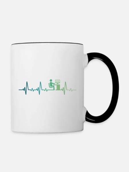 Heartbeat Programmer-Entwickler - Tasse zweifarbig - Weiß/Schwarz