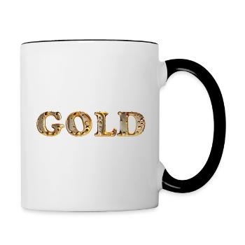 GOLD Shiny Golden Liquid Drops - Contrasting Mug - white/black - Right