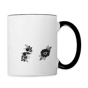 Number 44 Black Floral - 44th Floral Birthday - Contrasting Mug - white/black - Right