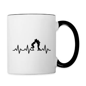 2024 Blues Herzschlag . Pulse Dancing . Swing - Tasse zweifarbig - Weiß/Schwarz - Rechts