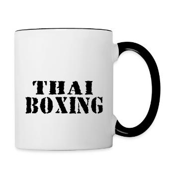 Thai Boxing - Tasse zweifarbig - Weiß/Schwarz - Rechts